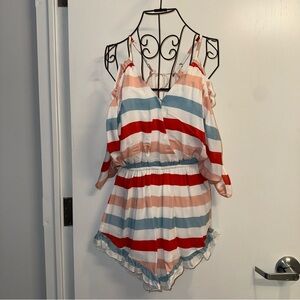 NWOT BSB Striped Cold Shoulder Romper